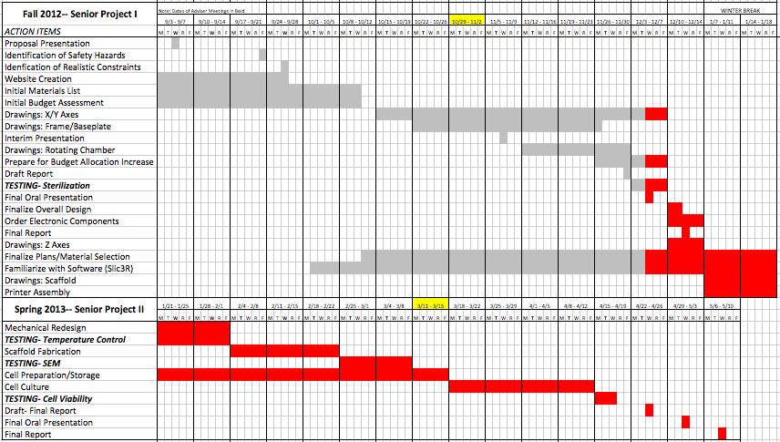 Timeline - Fused Deposition Modeling BioPrinter